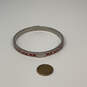 Designer Coach Silver-Tone Red Thin Fashionable Slide On Bangle Bracelet image number 3