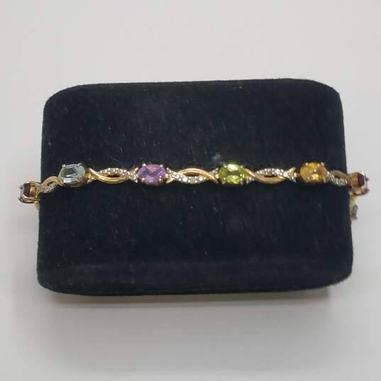 FAS Sterling Silver Diamond & Assorted Gemstone Bracelet 8.6g image number 3