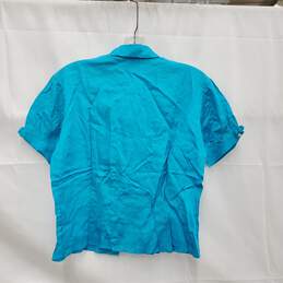 VTG Tora Import WM's Cotton Turquoise Pearl Button Blouse Top Size 16 alternative image