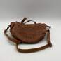 Mysa Womens Brown Leather Detachable Strap Outer Zip Pocket Crossbody Bag Purse image number 4