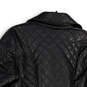 NWT Womens Black Faux Leather Quilted Button Front Motorcycle Jacket Size 1 image number 4