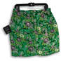 NWT Womens Green Purple Floral Asymmetrical Hem Back Zip Mini Skirt Size L image number 2