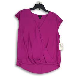 NWT Halogen Womens Purple Sleeveless Surplice Neck Pullover Blouse Top Size M