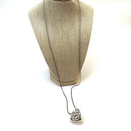 Designer Brighton Silver-Tone Snake Chain Engraved Heart Pendant Necklace