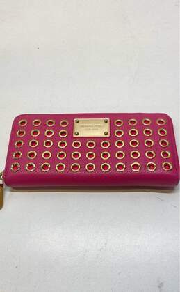 Michael Kors Leather Eyelet Embellished Wallet Pink