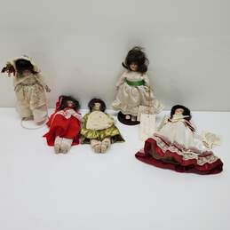 #B x5 VTG. Mixed Lot Gorham International Miniature Porcelain Dolls