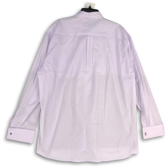 NWT Fortino Landi Mens Purple Band Collar Long Sleeve Dress Shirt Size 18/8.5 image number 2