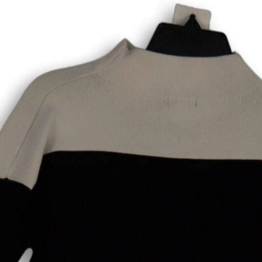 Womens Black White Mock Neck Long Sleeve Knitted Pullover Sweater Size 8 image number 4
