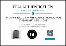 Balmain Men's Black & White Cotton Monogram Sweatshirt Size Large w/COA alternative image