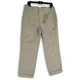 NWT Mens Gray Flat Front Cuffed Straight Leg Utility Chino Pants Size 30