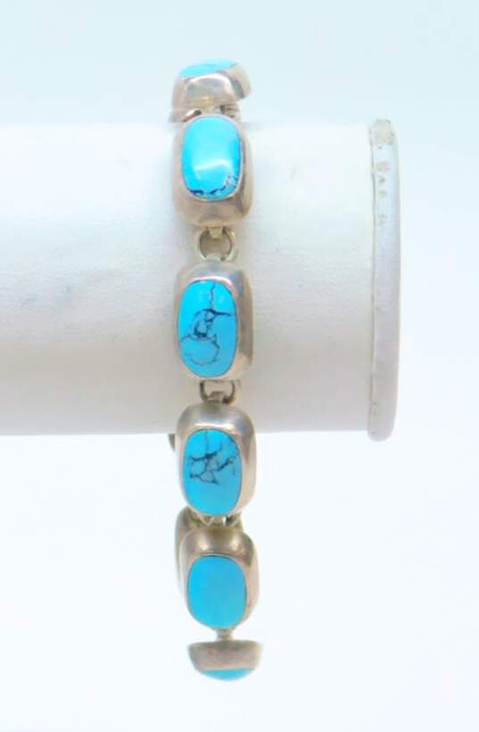 925 Faux Blue Stone Link Bracelet 30.3g image number 3