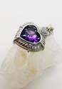 Judith Ripka 925 Faceted Amethyst & Cubic Zirconia Hearts Cable Pendant image number 2