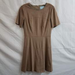 Light brown faux suede fit and flare short sleeve dress 4