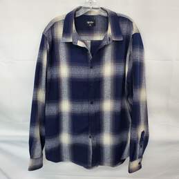 Shaka Wear Streetwear Essentials Navy Plaid Flannel Shirt Size XL