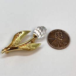 Designer Swarovski Gold-Tone Clear Crystal Tulip Flower Brooch Pin alternative image