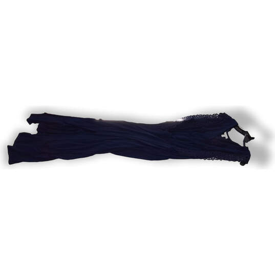 Womens Blue Sleeveless V Neck Side Slit Stretch Maxi Dress Size 16 image number 2
