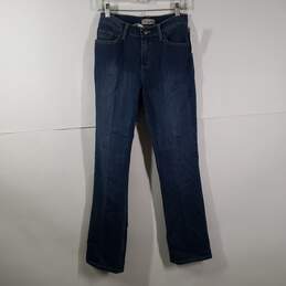 Womens Regular Fit Dark Wash Denim 5-Pocket Design Straight Leg Jeans Size 4
