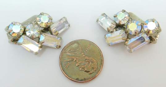 Vintage Aurora Borealis Rhinestone Gold Tone Necklace Floral Brooches & Clip On Earrings 89.6g image number 5