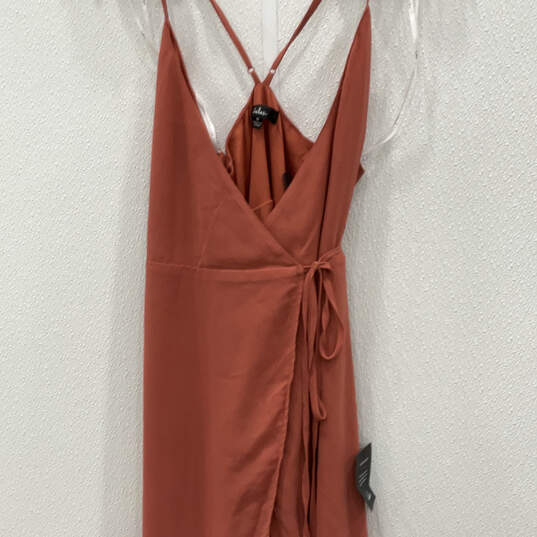 NWT Womens Orange Ruffle Strap Tie Waist Long Wrap Dress Size Medium image number 3