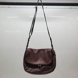 Fossil Rich Brown Pebbled Leather Snap Closure Messenger Bag Crossbody Handbag