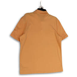 Mens Orange Short Sleeve Spread Collar Side Slit Polo Shirt Size Large alternative image