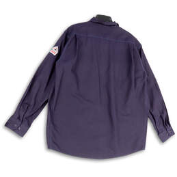 Mens Purple Spread Collar Pockets Long Sleeve Button-Up Shirt Size XL alternative image