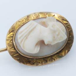10k Gold | Gold-Filled Carved Shell Stickpin Cameo 2.25in 3.03g alternative image