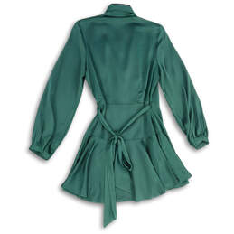 NWT Womens Green Pleated Ruffle V-Neck Long Sleeve Wrap Dress Size Medium alternative image