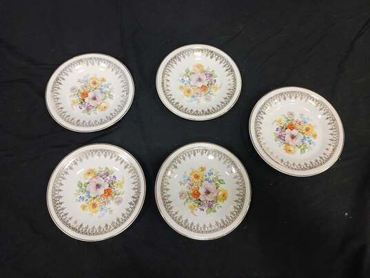 5PC Edwin M. Knowles China Bread & Butter Plate Bundle image number 2