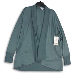 NWT Womens Blue Long Sleeve Pranayama Wrap Open Front Cardigan Sweater Size L