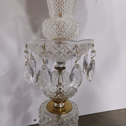 Vintage Crystal and Brass Lamp w/ Shade image number 4