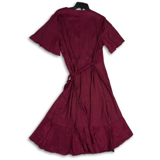 NWT CupShe Womens Red Ruffle Short Sleeve Knee Length Wrap Dress Size XL image number 2
