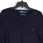 Mens Navy Blue Knitted V-Neck Long Sleeve Pullover Sweater Size XL image number 3
