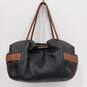 Cole Haan Black/Brown Leather Slouch Drawstring Bucket Bag image number 2