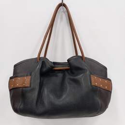 Cole Haan Black/Brown Leather Slouch Drawstring Bucket Bag alternative image