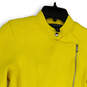 Womens Yellow Knitted Long Sleeve Pockets Full-Zip Motorcycle Jacket Sz SP image number 3