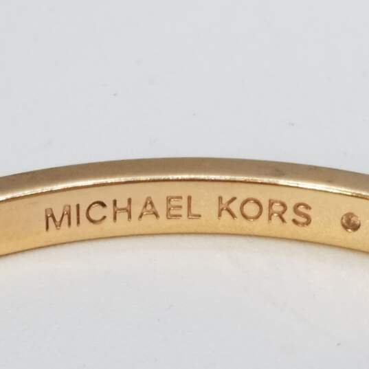 Michael Kors Gold Tone Crystal Hinged Bangle 7 5/8inch Bracelet 23.0g image number 5