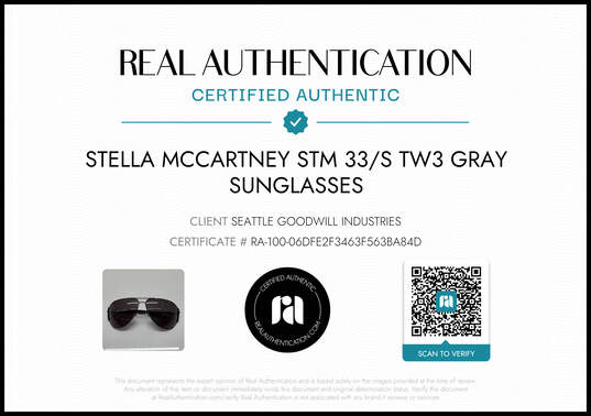 Stella McCartney Gunmetal/Black Aviators Blue Lens Sunglasses AUTHENTICATED image number 9