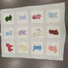 Vintage Hand-Made Cute Animals Pattern Baby Quilt