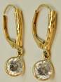 14K Yellow Gold Clear Cubic Zirconia Etched Drop Earrings 1.6g image number 1