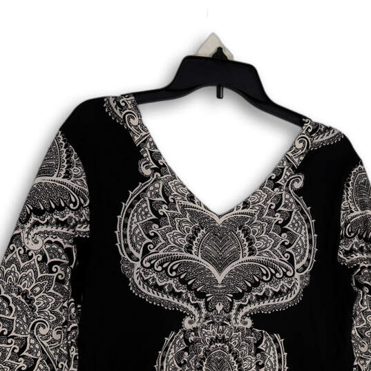 NWT Womens Black White Paisley V-Neck Classic Pullover Shift Dress Size XL image number 4