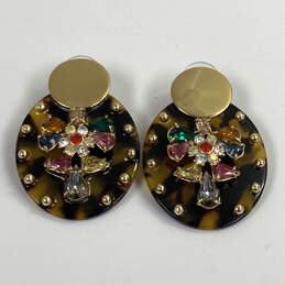 Designer J. Crew Gold-Tone Multicolor Stone Tortoise Shell Drop Earrings alternative image