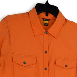 Womens Orange Spread Collar Short Sleeve Button-Up Shirt Size Large alternative image