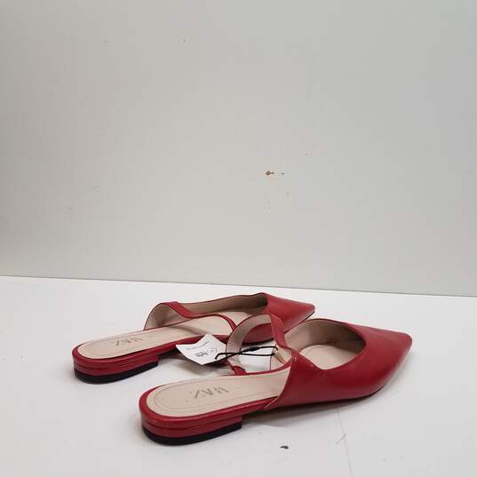 Zara Slingback Pointed Toe Mules Red 6.5 image number 4