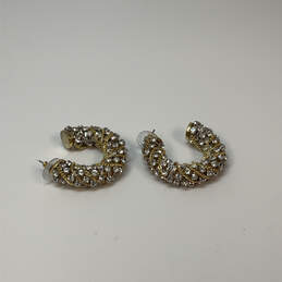 Designer Stella & Dot Gold-Tone Chain Clear Rhinestone Chunky Hoop Earrings alternative image
