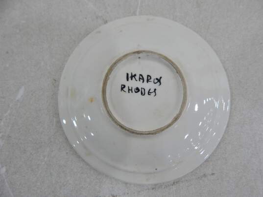 Set of 4 Ikaros Pottery 4in  Plates Hand Made in Rhodes, Greece Hand Made & Painted image number 4