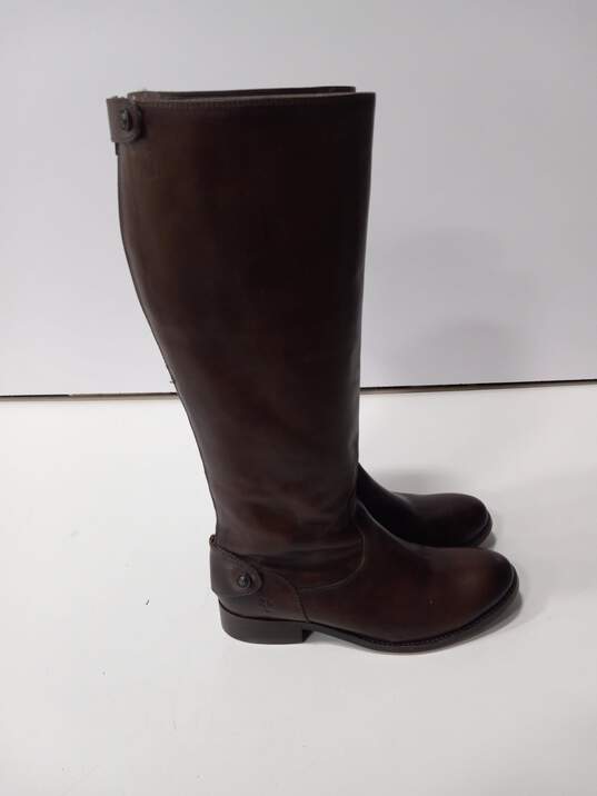 Frye Women's 3476431-DBN Brown Leather Melissa Riding Boots Size 7B image number 4