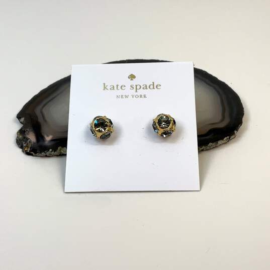Designer Kate Spade Gold-Tone Crystal Pave Stone Ball Stud Earrings image number 1