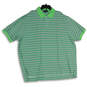 Mens Green Blue Striped Short Sleeve Spread Collar Polo Shirt Size 4XB image number 1