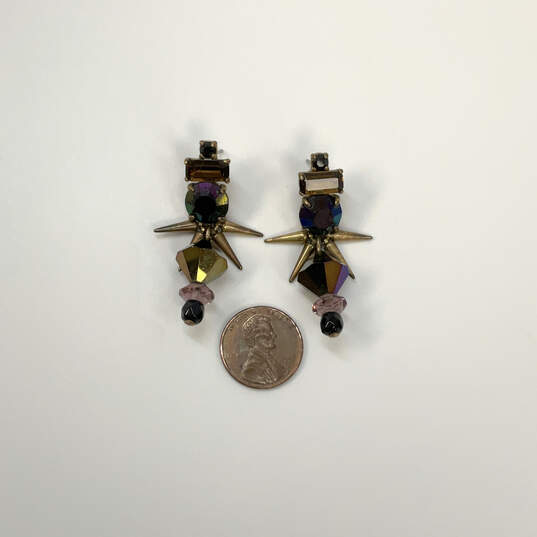 Designer J. Crew Gold-Tone Multicolor Stone Pierced Stud Earrings image number 4